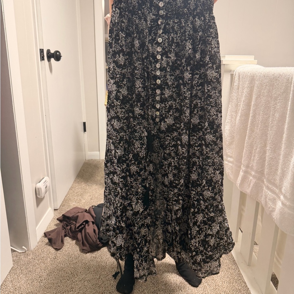 Rachel Zoe Black and White Floral Maxi Skirt